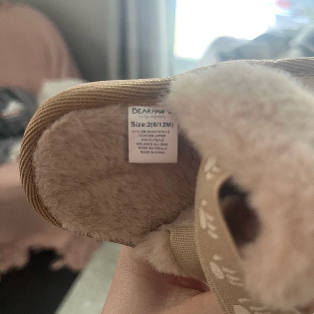 BearPaw Kids Tan Slippers with Cream Lining - Picture 4 of 4